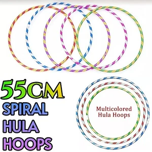 Spiral Hula Hoops 55CM for Kids & Adults Colorful Fitness Activity Plastic Hoops - Picture 1 of 10