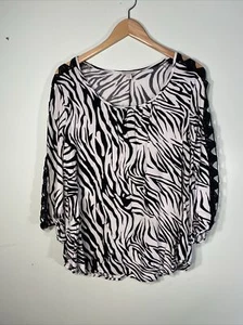 Est 1946 Cato 18/20W Zebradruck Schaufel leichte Bluse Top 3/4 Strickärmel - Bild 1 von 8