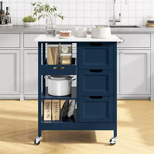 Carro de madera isla de cocina carrito soporte cajones estantes con ruedas - Imagen 1 de 8