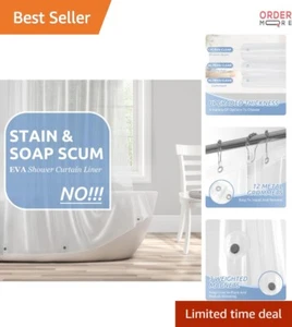 Waterproof Clear Shower Curtain Liner Heavy Plastic 72x72 with Magnets for Bath - Picture 1 of 9