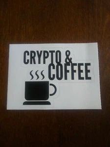 CRYPTO & COFFEE coole schwarz-weiße Vinyl-Aufkleber!  3.7 x 3.0 - Bild 1 von 1