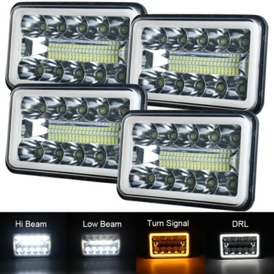 4X DOT Approved 4x6" LED Headlights Beam DRL for Peterbilt Kenworth Freightliner - Image 1 of 4