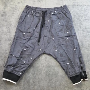 Square Zero Jogger Pants Kids Size Medium Gray Floral Ankle Zip Drawstring - Picture 1 of 9