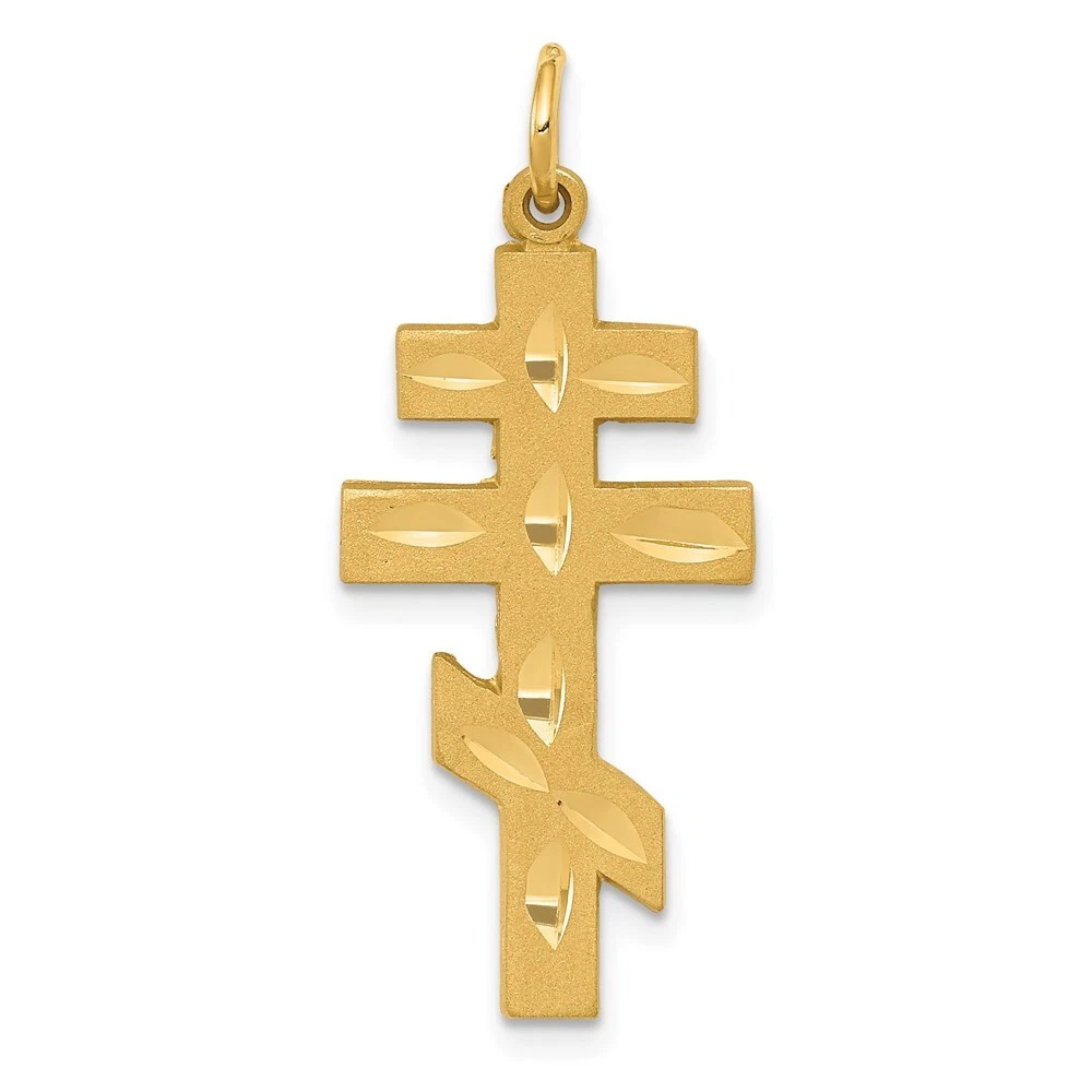 14k Yellow Gold Greek Orthodox Crucifix Pendant - Handcrafted Jesus Cross Pendant, Made In USA
