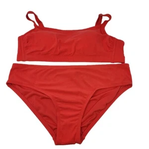 NWT Plus Size 1X 2 Piece SwimSuit Terry Cheeky Bikini Bottom Xhilaration Red - Picture 1 of 8