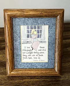 1984 Yours Mine & Ours Framed Drawing Charles Dickens Mother & Child Art Decor - Picture 1 of 4