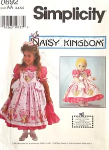 Daisy Kingdom Simplicity Kinder/Puppenkleid, Trägermuster 0692 Größe 3-6 UNGESCHNITTEN - Bild 1 von 2