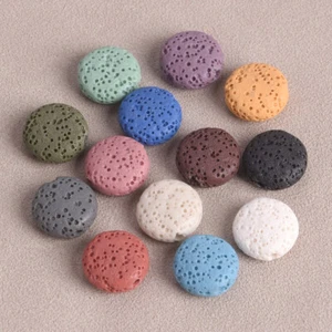 10 Stk Lava Stein 13mm Flache Runde Münze Form Lose Perlen - Bild 1 von 18