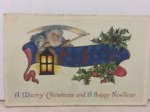 Antique CHRISTMAS / New Years GREETING CARD. Early 1900's card. Unusual shape. - Picture 1 of 6