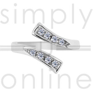 Sterling Silver Plated Clear Cubic Zirconia Adjustable Toe Ring
