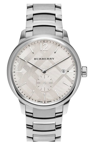 Orologio uomo BURBERRY check timbrato tono argento bracciale 40mm 133368