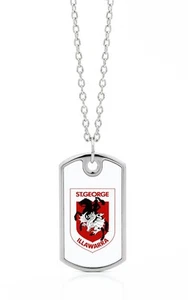 ST GEORGE DRAGONS NRL COLOUR DOG TAG CHAIN MENS NECKLACE JEWELLERY ACCESSORIES - Foto 1 di 1