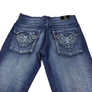 Vintage Jeans Mens 34x30 Embossed Eagle Y2K Baggy Fade Blue Flap Pocket 90s - Picture 1 of 11