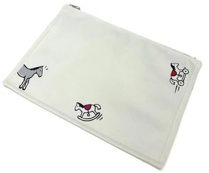 Hermes Clutch Bag Pouch Truss Flat GM White Adada Wooden Horse Pattern White - Picture 1 of 7