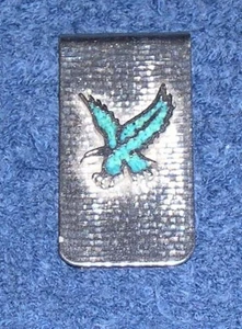 Silver Color Metal Money Clip, Flying Turquoise Eagle - Picture 1 of 1