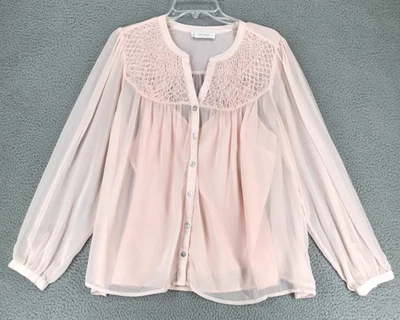 Blusa transparente Lucky Brand con cami talla L manga larga ajustada y ajustada rosa Foto 1 de 4