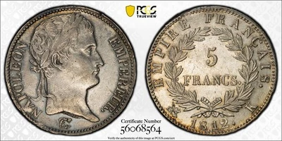 1812-K France 5 Francs, Napoleon I - PCGS AU Detail - Image 1 of 3