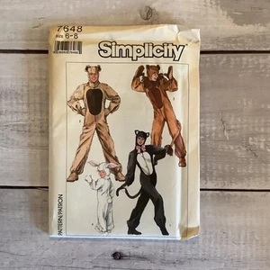 Simplicity 7648 Sewing Pattern Costume Cat Bear Lion Rabbit Child Sz 6-8 UNCUT - Picture 1 of 4
