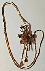Flower Sliding Pendant Necklace, Vintage, Gold Tone, 28 inch - Picture 1 of 3