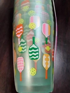 Juego de 10 tazas verdes con paletas con temática Pickleball de 15 oz sin BPA - Imagen 1 de 10