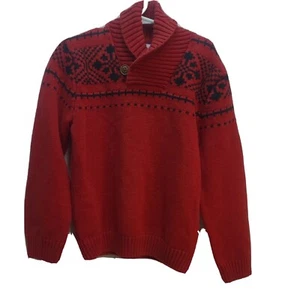 Gymboree Boys Dressed Up Red Cowlneck Snowflake Classic Winter Sweater Size 5/6 - Picture 1 of 8