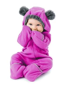 Fleece Baby Bunting Bodysuit – Infant One Piece Kids Hooded Romper Outerwear ... - Picture 1 of 7
