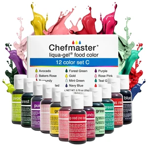 - Liqua-Gel Food Coloring - 12 Color Set C - Fade Resistant - 12 Pack - Vibrant, - Picture 1 of 12
