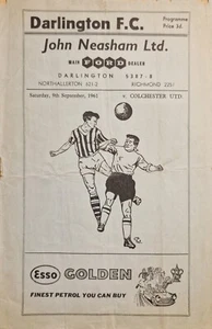 Darlington Football Programme - 9th September 1961 - v Colchester United - Picture 1 of 3