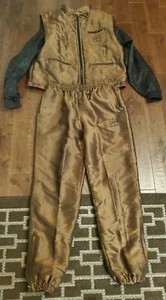 VINTAGE 1990'S VANGRACK HIP HOP RAP METALLIC GOLD FULL JUMPSUIT MENS SIZE MEDIUM - Picture 1 of 12