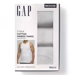 Gap Men’s 3 Pack Cotton Ribbed Tank Tops Undershirts A-Shirts Medium White $45 - Picture 1 of 4