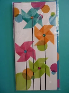 Any Occasion Greeting Card PINWHEEL 3-D Embellished Blank Inside Paper Magic Grp - Picture 1 of 2