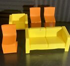 Vintage 1973 Mattel Barbie Furniture Plastic Sofa Chairs Orange Yellow Lot