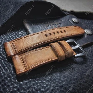 22mm Genuine leather strap Thick handmade strap Suitable For IWC portugieser - Picture 1 of 8