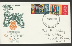 Great Britain 1965 Salvation Army Phosphor First Day Cover '9 AUG 1965' - Picture 1 of 2