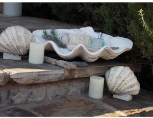 Large Clam Shell Decor Beach Tabletops Buffets Dressers Display Hand Crafted - Picture 1 of 6