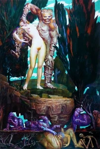 ERNST FUCHS "The dance with death" HAND SIGNED CANVAS 2012 AUSTRIAN ARTIST - Picture 1 of 4