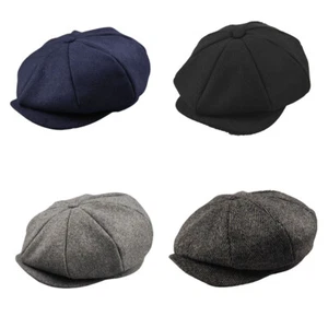 Wool Newsboy Cap for Men Flat Irish Cabbie Ivy Gatsby Driving Hat Hunting Cap - Picture 1 of 16