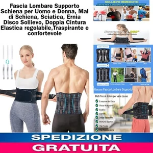 Fascia Lombare Supporto Schiena x Uomo e Donna,Mal di Schiena,Sciatica, Ernia - Foto 1 di 21