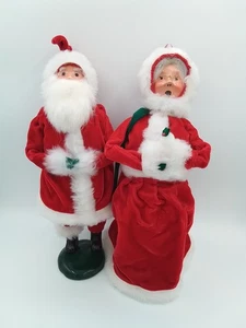 10" BYERS CHOICE SANTA MRS CLAUS 1988 1990 CHRISTMAS CRUSHED VELVET THE CAROLERS - Bild 1 von 15