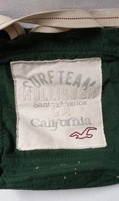 Vintage Hollister California Surf Team Green Corduroy Drawstring Tote Bag - Image 1 of 4