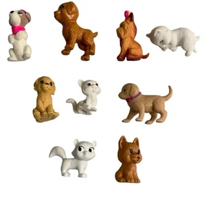 Lotto 9 statuine giocattolo cane e gatto cuccioli gattini br bianco marrone floccato natale - Foto 1 di 6