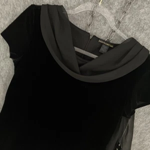 NEW Social Circles Velvet Sheath Maxi Dress Womens 6 Black Chiffon Drape Scarf - Picture 1 of 9