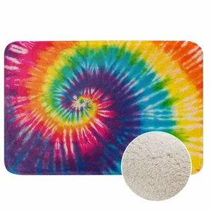 Tie Dye Bath Rugs Abstract Rainbow Swirl Tie Dye Microfiber Bathroom Mat Soft... - Bild 1 von 8