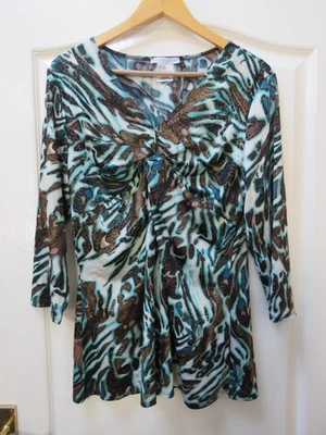 Annalee & Hope Animal Print Tunic Top 2XL UK 16 18  Blue Glitter  Evening Cruise - Image 1 of 4