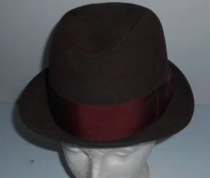 STETSON 3X BEAVER VINTAGE STETSONIAN  BROWN FEDORA 7 1/8 - 2"  BAND - Picture 1 of 3