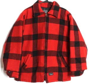 Vtg CODET Quilted Lined  100% Wool Red Plaid Buffalo  Mens Medium Jacket Coat - Picture 1 of 12