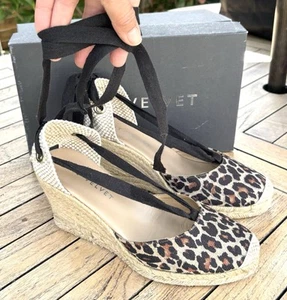Mint Velvet Espadrilles Wedge Shoes Size Uk 6 EU 39 Animal Print Brown Black - Picture 1 of 9