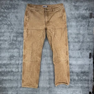Edgevale Pants Mens 34x34 Brown Straight Canvas Double Knee Cordura Fabric USA - Picture 1 of 10