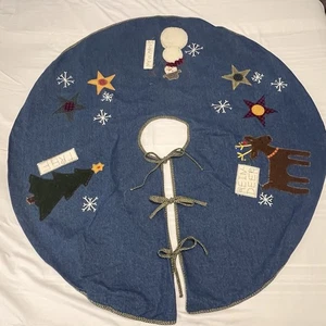 Falda Vaquera Árbol 48" Country Rústica Cabincore Bordada Apliques Ciervo - Imagen 1 de 12