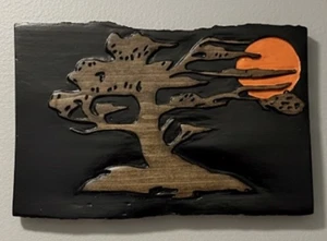 OOAK Tree of Life Relief Carved Wood Wooden Folk Art Wall Plaque 9.3”x14” - Picture 1 of 5